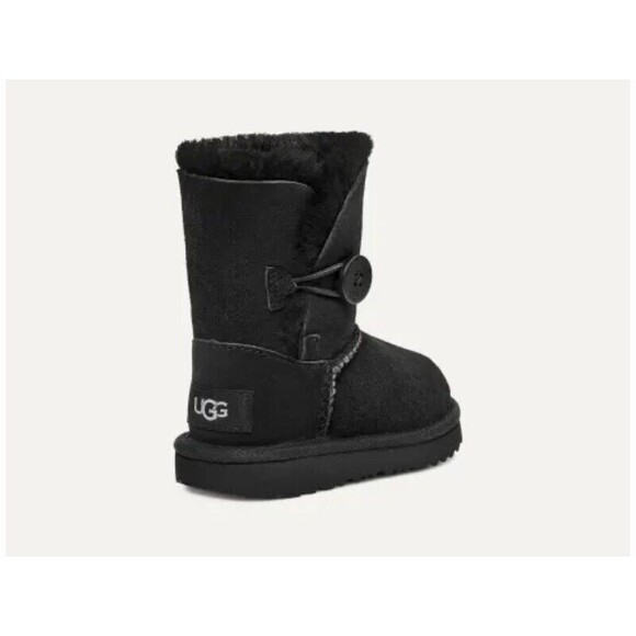 UGG Bailey Button II Toddler Size US 7 Snow Boots Black Suede Wool Lined - Picture 4 of 14